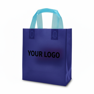 Sac de shopping en plastique personnalisé avec logo imprimé, impression personnalisée, finition mate givrée, promotion commerciale, avec poignée souple - Product Image 1
