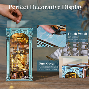 Minicity 3D thu nhỏ bằng gỗ Kệ sách Hemingway nhà Dollhouse cuốn sách Nook với bụi che - Product Image 3