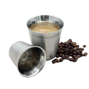 Tazza Espresso resistente al calore da 80ml in <span class=keywords><strong>acciaio</strong></span> inossidabile Eco Friendly tazza di caffè personalizzato in <span class=keywords><strong>acciaio</strong></span> inossidabile tazzine per caffè Espresso piattino - Product Image 1