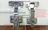 Charnière excentrique 35 mm pour meubles de cuisine, salle de bain, salon, à fermeture douce bidirectionnelle, amortissement hydraulique, en acier laminé à froid 105