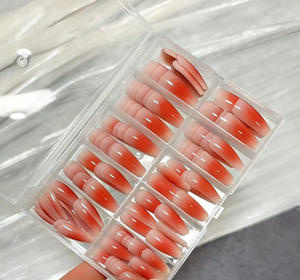120 <span class=keywords><strong>faux</strong></span> <span class=keywords><strong>ongles</strong></span> à presser effet dégradé, brillants, forme cercueil moyenne, design <span class=keywords><strong>chic</strong></span> pour femmes, orange rouge, à porter, <span class=keywords><strong>faux</strong></span> <span class=keywords><strong>ongles</strong></span> - Product Image 1