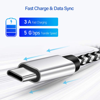 Câble de charge rapide en nylon tressé bicolore OEM de haute qualité USB-A 3.0 vers Type C pour téléphone portable et ordinateur