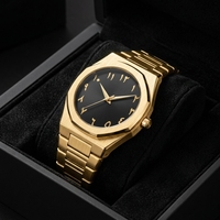 Montre-bracelet pour homme Citizen à mouvement quartz, cadran noir mat en acier inoxydable avec chiffres arabes, montre quartz personnalisée OEM tendance
