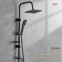 Mitigeur de douche thermostatique moderne noir réglable avec cartouche céramique – Utilisation hôtelière et en appartement, avec douchette à effet pluie et support