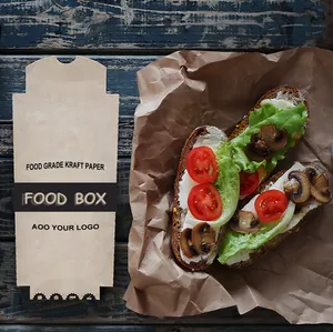 Muestra gratis China al por mayor para llevar comida rápida contenedor de embalaje caja de papel desechable caja de kebab caja de comida con forma de almohada - Product Image 2