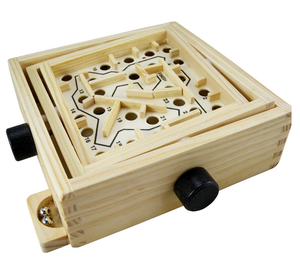 لعب الأطفال الخشبية المحمولة التوازن الصلب الكرة تشغيل المتاهة لغز صغير لعبة متاهة خشبية - Product Image 1