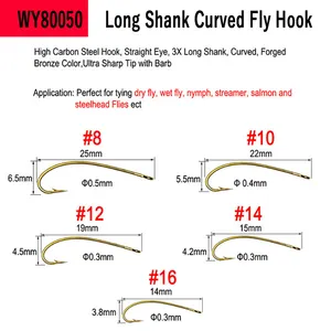 Bulk High Carbon Steel Fliegen fischer haken 8 # ~ 22 # Dry & Wet & Nymph & Shrimp Caddis Pupa Streamer Fliegen binde haken