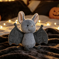 Boneka Kelelawar Abu-abu Lucu, Mainan Hewan Kelelawar Isi Dakron Lembut, Figur Boneka Dekorasi Halloween Hadiah Grosir