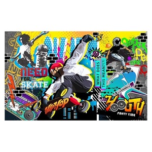 Streetสเก็ตบอร์ดGraffitiวอลล์เปเปอร์ยิมผนังสเปรย์Hip-Hop Wall Paintingภาพจิตรกรรมฝาผนัง<span class=keywords><strong>Roller</strong></span>สเก็ต<span class=keywords><strong>Roller</strong></span>สเก็ตห้องวอลล์เปเปอร์ - Product Image 5