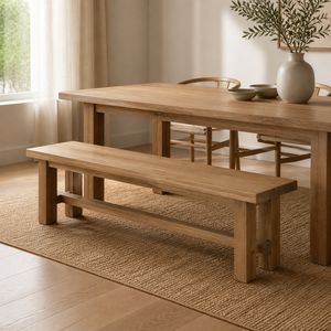 Banc en bois naturel massif, tabouret long, chaise de jardin, de terrasse ou de salle à manger, mobilier de maison traditionnel - Product Image 2