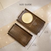 Plateau de service en noyer noir de qualité supérieure avec poignées intégrées, plateau rectangulaire moderne en bois pour petit-déjeuner individuel, café et thé