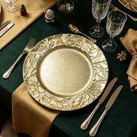 Assiettes de présentation décoratives en plastique PP durable, avec motifs uniques et dorure en relief brillante, pour fêtes, vente en gros, cadeaux, et saladiers à fruits