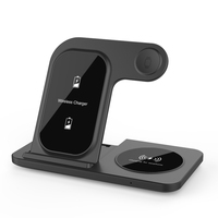 Logo personnalisé Mini Smartwatch 3-en-1 Support pour écouteurs avec 15W/10W Support de chargeur sans fil multi-stations 3 en 1