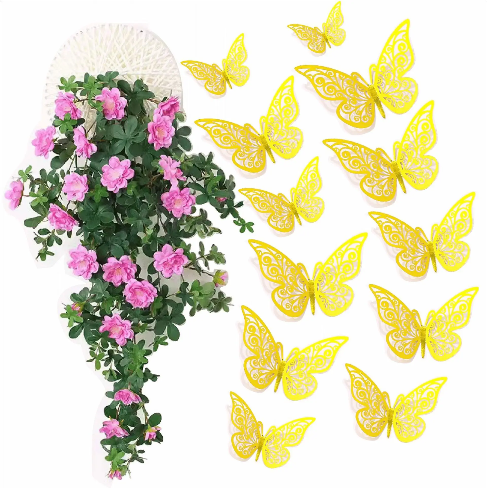 Hogar dormitorio fiesta boda decoración 3D papel hueco mariposa pared pegatina