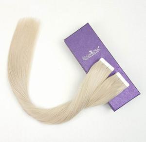 Trama della pelle bianco biondo colore #60 estensioni vergini di Remy capelli umani vendita calda nastro per capelli vergini per la bellezza giovane - Product Image 2