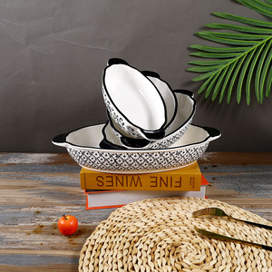 Nuovo Set di 4 Pezzi di Stoviglie in Ceramica Nordica Moderna con Doppio Manico e Logo Personalizzato, Teglie Antiaderenti per <span class=keywords><strong>Pizza</strong></span> e Torte (Eco-Friendly) - Product Image 2