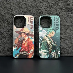 Японский мультяшный дизайн Манга цвет серебристый чехол для телефона iPhone 15 Pro Max 14 13 12 11 Покрытие рамка IMD матовый противоударный Cov