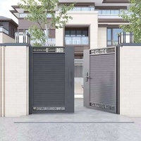 Puerta de jardín de aluminio eléctrica de alta calidad impermeable Control remoto modelo 3D puerta corredera elegante diseño de valla de jardín frontal