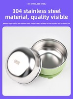 Bol pour enfants en acier inoxydable, 2 en 1, avec ventouse amovible en silicone, sans BPA, passe au lave-vaisselle, anti-chute