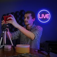 En stock : Enseigne néon LED Bleu & Rose pour le streaming en direct, les streamers, les influenceurs et les joueurs - Enseignes néon pour le streaming et l'enregistrement en direct