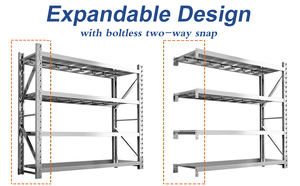 Scaffali in Acciaio Inox a 4 Ripiani Senza Bulloni per Garage, Produzione di Scaffalature e Mensole per Stoccaggio - Product Image 3