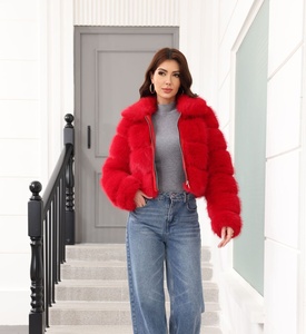 Jaket Bulu Imitasi Wanita Kerah Tinggi, Jaket Bulu Palsu, Mantel Warna Solid Multiwarna, Fashion Jalanan Grosir, Musim Dingin Hangat - Product Image 2