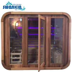 Sauna extérieur en bois de cèdre étanche à dôme en sapin pour 6 personnes swankia