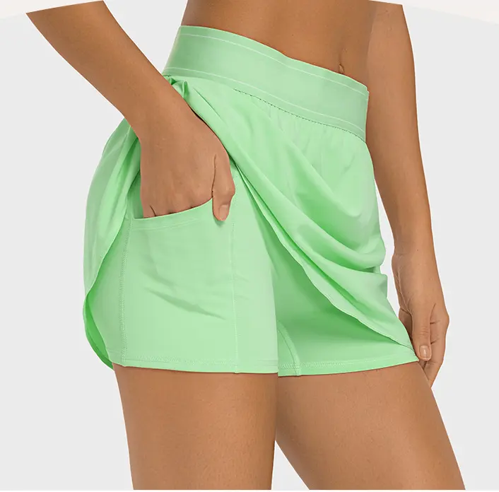 DK229 Tenis Skirts High Waist 2 In 1 Golf Skort Cool Touche Quick Dry Sports Skirt with phone pockets OEM Women Sportswear