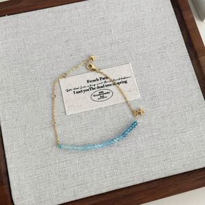 Dylam Luxury Jewelry 18K Gold Plated 925 <b>Silver</b> Link Chain Natural Stones Aquamarine Orb Natural Crystal <b>Bracelets</b> & <b>Bangles</b> - Product Image 3