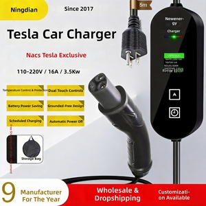 Nacs EV สายชาร์จเทสลาแบบพกพา7KW <span class=keywords><strong>3</strong></span>.5KW กันน้ำหน้าจอสี IP66ชาร์จตามกำหนดเวลาสำหรับบ้านการเดินทางกลางแจ้ง - Product Image 5