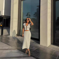 Ensemble de robe 2 pièces à motif solide élégant pour femmes pour le printemps été décontracté mode de banlieue court maigre vente chaude sur AliExpress
