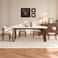 Table à manger en ardoise de style nordique, pour restaurant, petit appartement, rectangulaire, couleur noyer, carrée, multifonctionnelle, haut de gamme, vintage