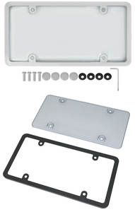 Logotipo personalizado Marco de matrícula negro en blanco de aluminio con cuatro tornillos cromados soporte de matrícula de coche para coche - Product Image 4