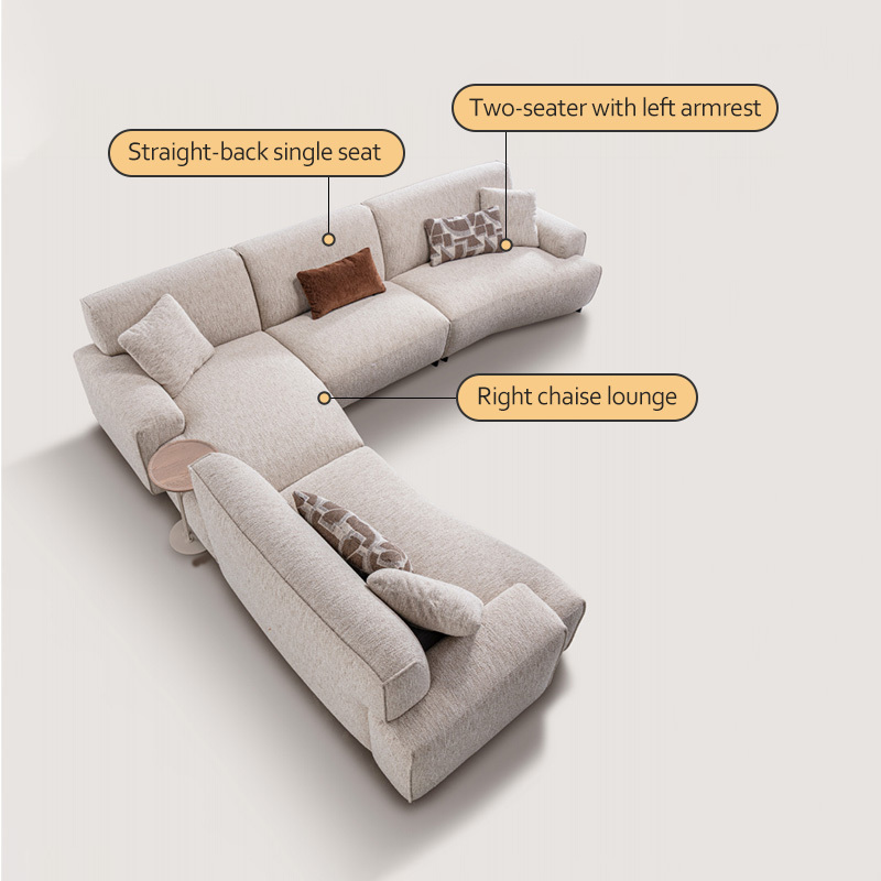 Modern Semicircular Sectional Sofa Set – High-End Fabric Leisure Sofa for Living Room - View 3