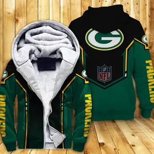 2022 Amazon Nieuwe 3D Digital Printing Grote Mannen Nfl Kleding Losse Capuchon Rits Pluche Mode Trui In Winter Casual dragen