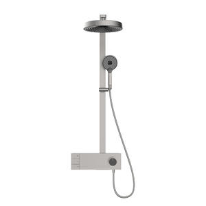 Ensemble de douche mural Vimijia tout en cuivre brossé gris, trois fonctions (eau chaude, eau froide, jet supérieur), avec mitigeur inclus - Product Image 5