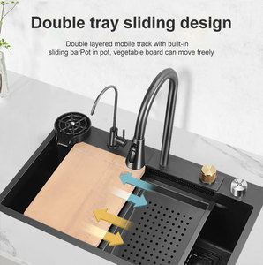 현대 스마트 다기능 강우량 주방 싱크 수제 스테인레스 스틸 750*460mm 단일 그릇 주방 싱크 - Product Image 2