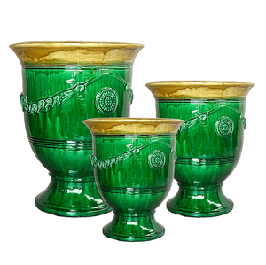 Grand pot de fleurs en céramique émaillée en <span class=keywords><strong>terre</strong></span> <span class=keywords><strong>cuite</strong></span>, jardinière en argile pour la maison et la pépinière, jardinière d'intérieur pour plantes - Product Image 5