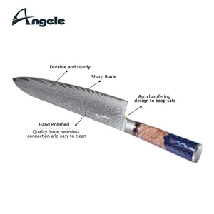 Ensemble de couteaux damas 2023 japonais en acier AUS-10 67 couches couteau de chef en acier damas