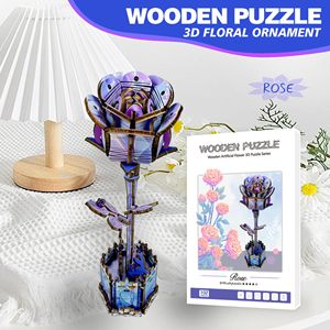 Puzzle 3D en bois Fleurs d'amour rose pour adultes, kit de bricolage pour femmes, mamans et grand-mères pour la Fête des Mères et la Saint-Valentin - Product Image 2