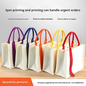 Custom Gift Bag 3D <b>Ribbon</b> Advertising Laminated Digital Printed Large Capacity Canvas Handbag for Women Gift - Product Image 2