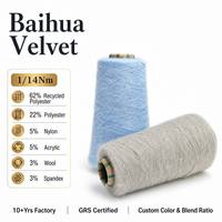 Meilleure Vente – Fil Fantaisie Multicolore Disponible 1/14Nm en Polyester Recyclé – Tissu Tricoté Teint Écologique pour Tenues Quotidiennes – Velours Baihua
