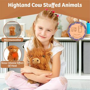 Hooglandkoe knuffeldier speelgoed magnetron verwarmbaar pluche ondersteuning lavendel gewogen knuffels voor angst - Product Image 3