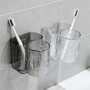 Set di <span class=keywords><strong>Accessori</strong></span> per <span class=keywords><strong>Bagno</strong></span> in Acrilico a Due Pezzi, Portaspazzolino da Parete con Design Cartoon, Adesivo in Plastica Ecologica - Product Image 5