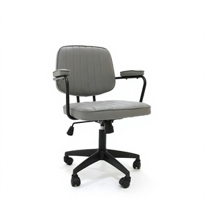 Silla Ejecutiva de Oficina con Respaldo Medio, Tapizada con Costuras Verticales, Altura Ajustable, Giratoria, con Reposabrazos de Acero Inoxidable, para Uso en Exteriores - Product Image 4