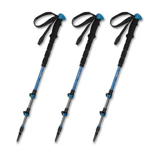 XTAP New Hot Sale Flip Lock Anti-Shock 3-Section Aluminium Telescoping Hiking Sticks Trekking Poles