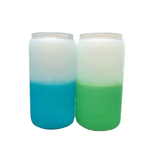 Tasse en verre personnalisée de 16oz bouteille d'eau à changement de couleur en paille monocouche avec joint réservoir de stockage à changement de température à froid