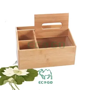 Conception personnalisée écologique porte-papier en bois organisateur de bureau boîte à mouchoirs en bambou avec rangement séparateur - Product Image 3
