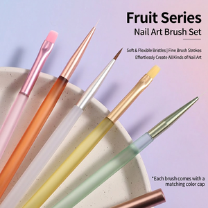 Ensemble de pinceaux à ongles à manche pastel, poils doux, pointes de précision pour la manucure française en salon - Product Image 2