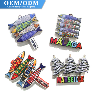Aimant de réfrigérateur 3D personnalisé, logo, souvenir de <span class=keywords><strong>ville</strong></span>, motif mosaïque, poisson Malaga, imprimé en résine, écologique, durable, aimant puissant - Product Image 1